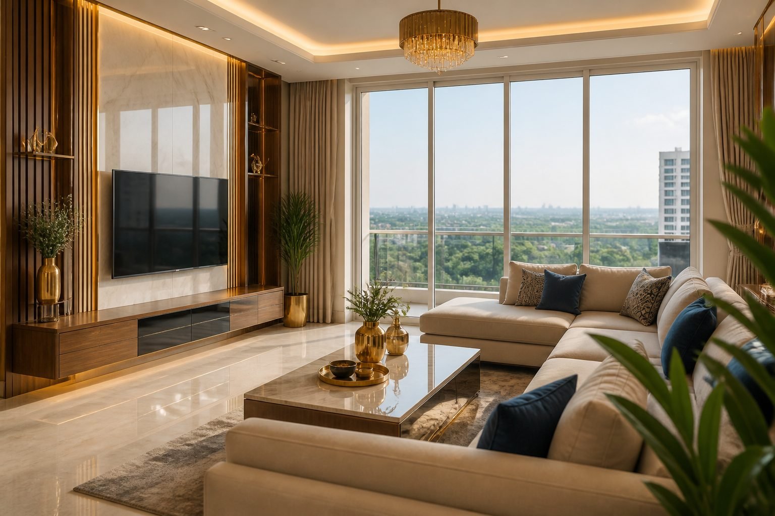 Newly finished luxury apartment living room in Bhubaneswar